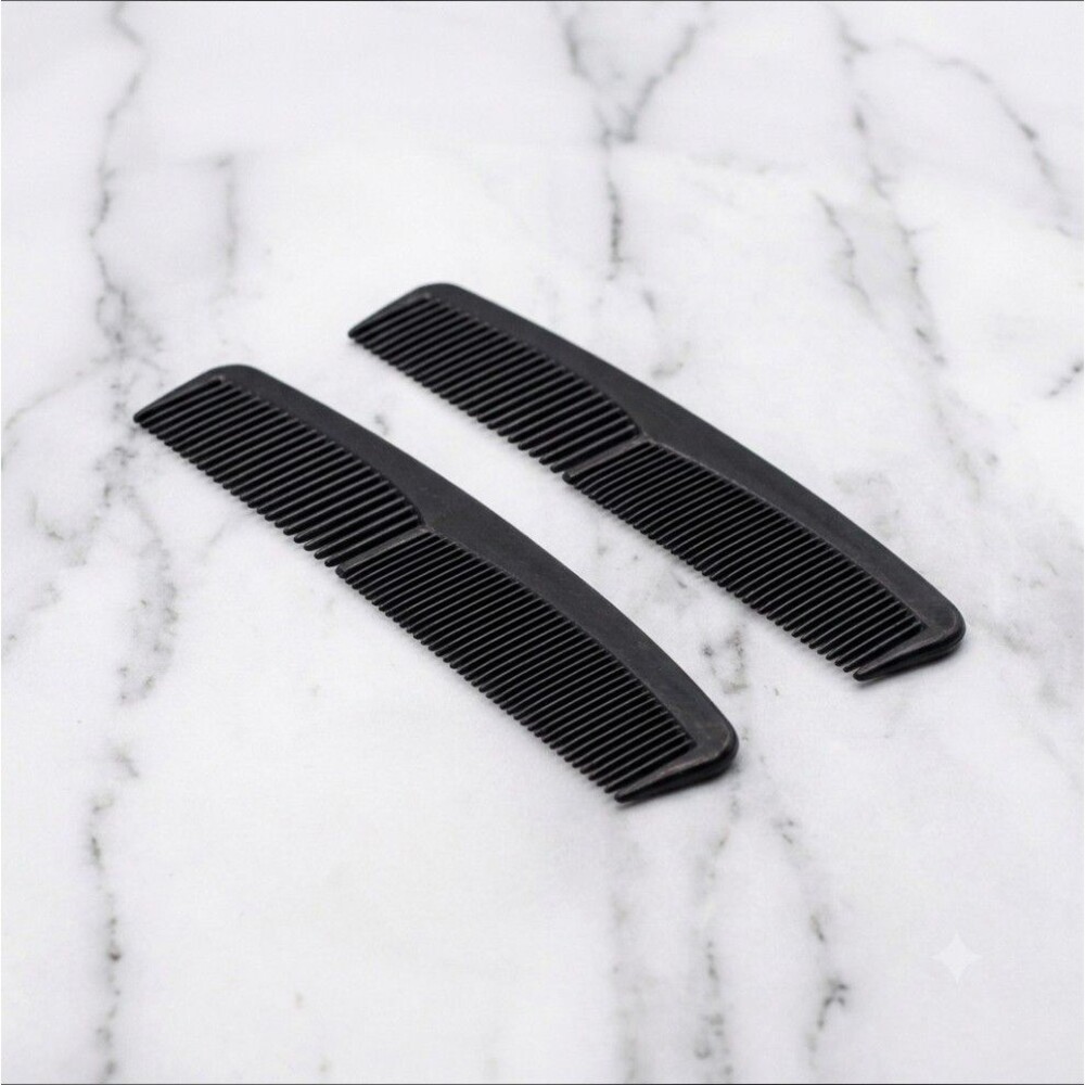 2 Pack Black Pocket Combs Unisex Fine Medium Tooth Hair Styling Grooming Lot